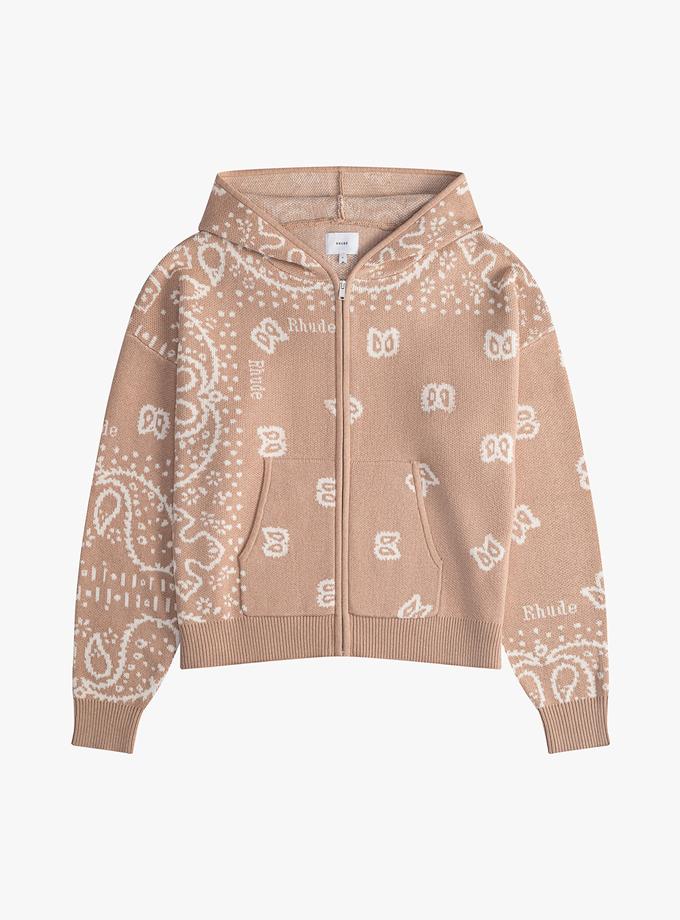 RHUDE BANDANA KNIT ZIP-UP Same Day Delivery