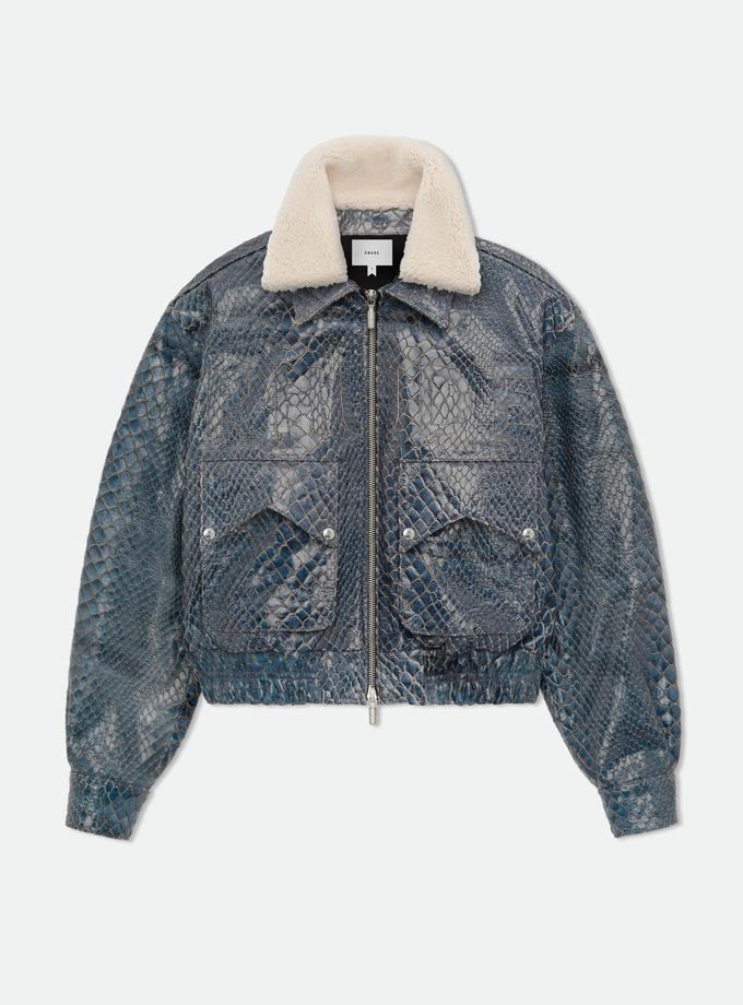 RHUDE BLUE CROCODILE PILOT JACKET Same Day Delivery