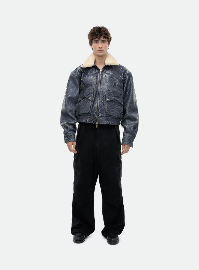 RHUDE BLUE CROCODILE PILOT JACKET Same Day Delivery