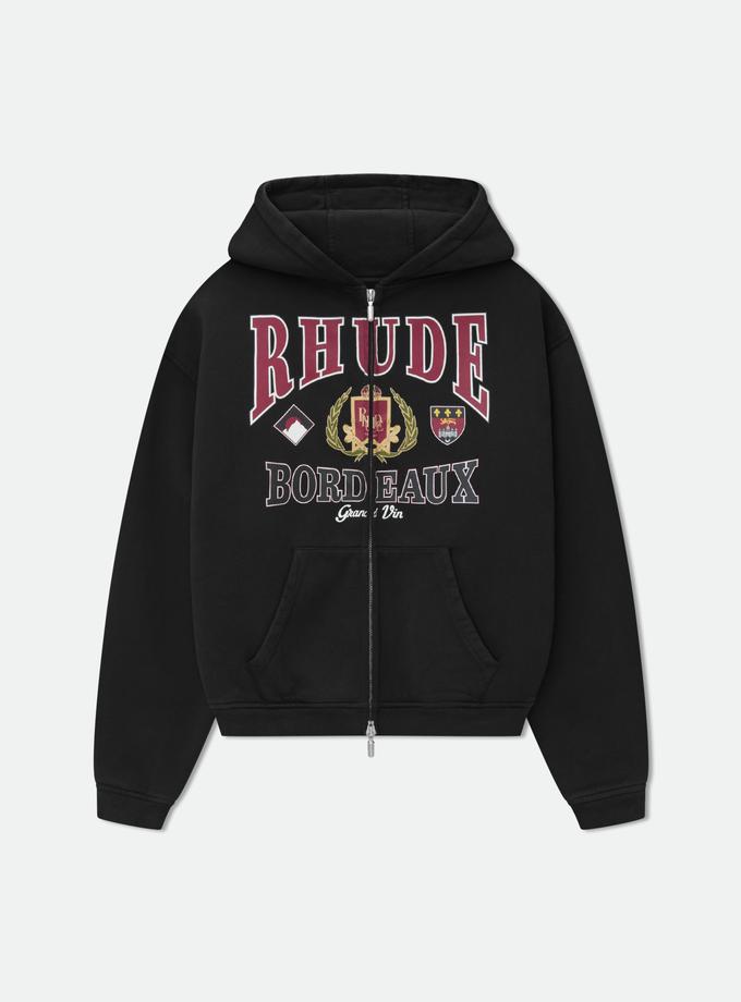 RHUDE BORDEAUX GRAND VIN ZIP-UP HOODIE Best Seller