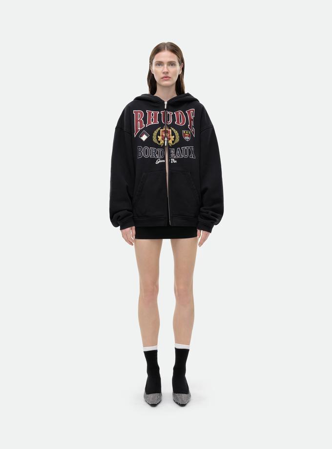 RHUDE BORDEAUX GRAND VIN ZIP-UP HOODIE Best Seller