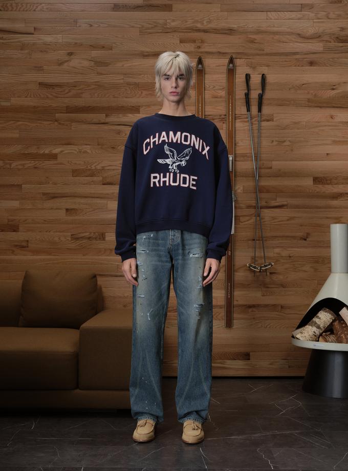 RHUDE CHAMONIX CREWNECK NAVY Free shipping