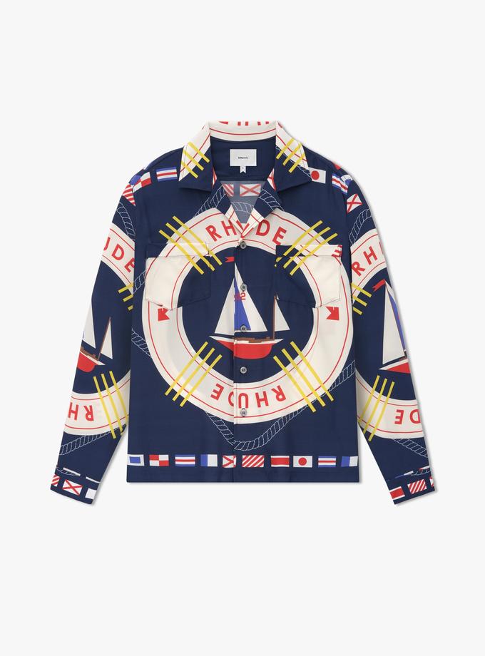 RHUDE FLAG SAIL LS SILK SHIRT Best Seller