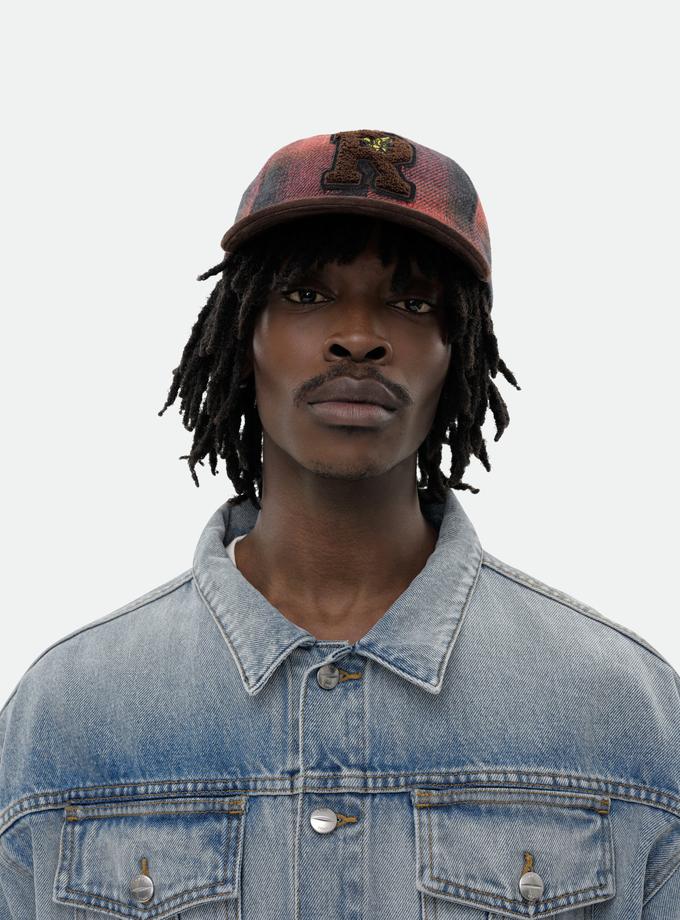 RHUDE FLANNEL R PATCH 6-PANEL HAT For Sale