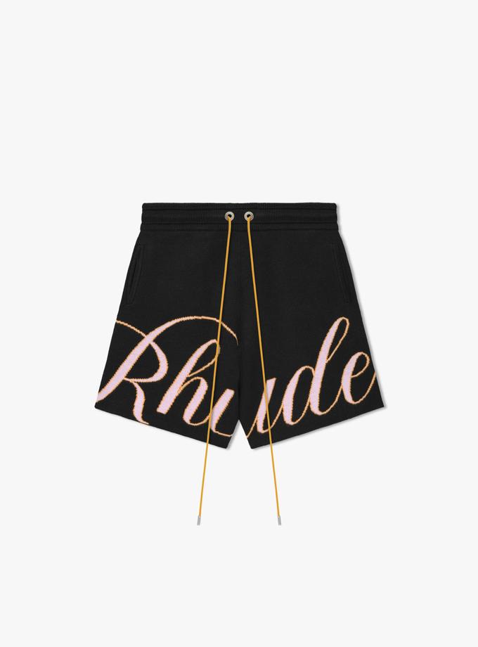 RHUDE GP SCRIPT LOGO KNIT SHORT Best Price