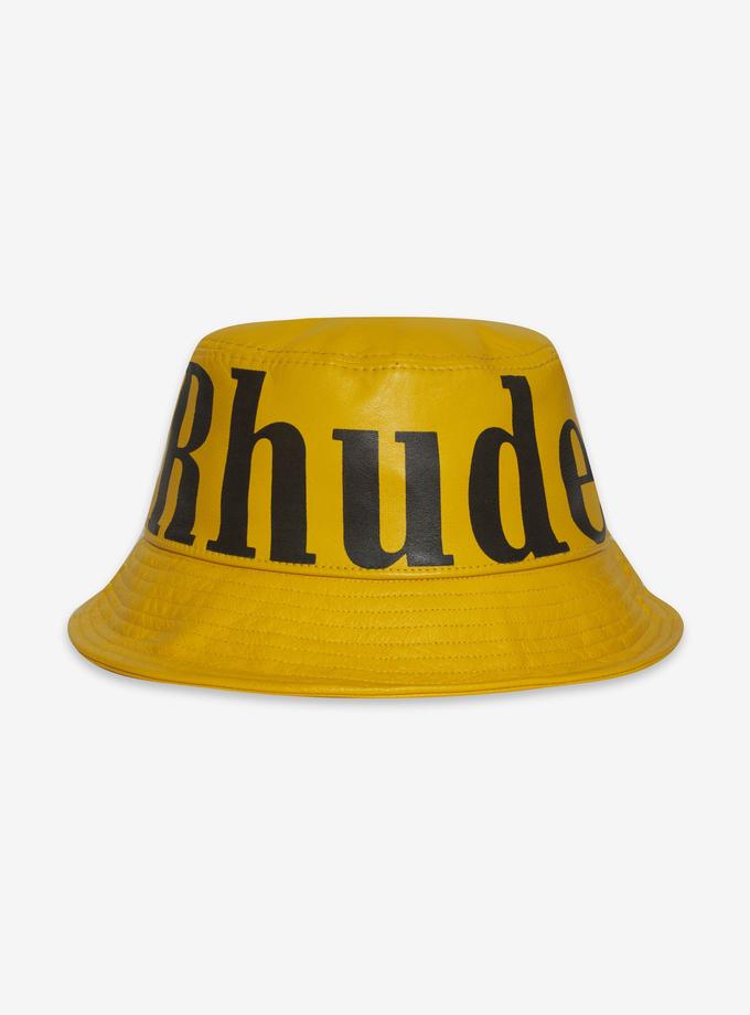 RHUDE LOGO LEATHER BUCKET HAT Free shipping