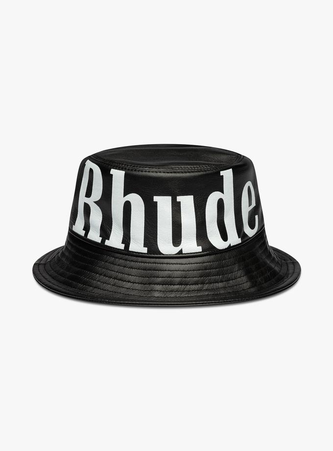 RHUDE LOGO LEATHER BUCKET HAT New Arrival