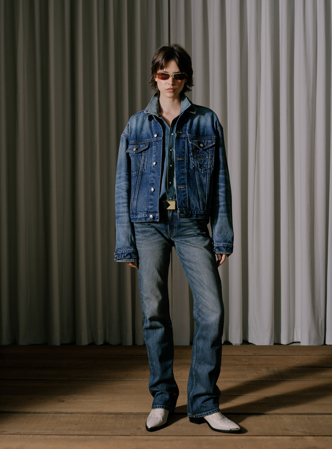 RHUDE OVERSIZED DENIM TRUCKER JACKET Best Price