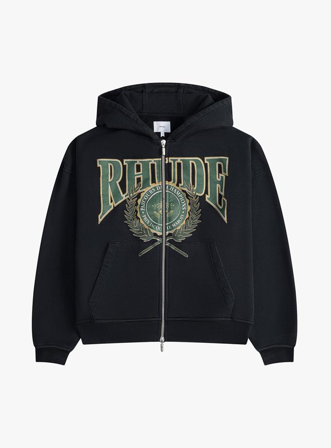 RHUDE PARCOURS DES CHAMPIONS FULL ZIP HOODIE Same Day Delivery