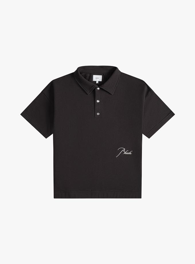 RHUDE PIQUE SNAP SHORT SLEEVE POLO High Quality