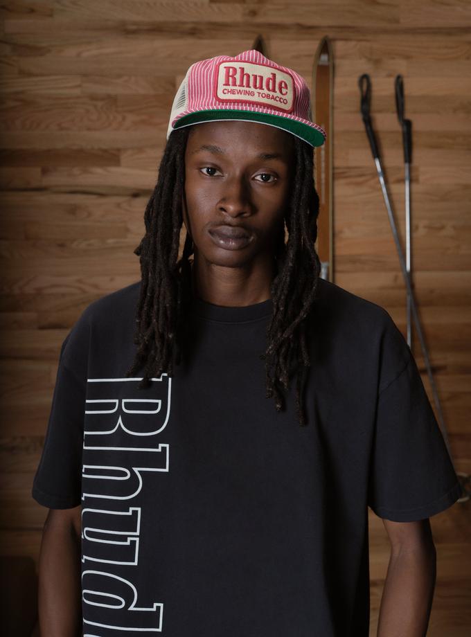 RHUDE RED STRIPED TOBACCO TRUCKER HAT Best Price