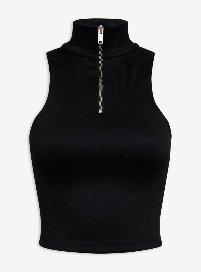 RHUDE RIBBED KNIT TURTLE NECK ZIP TOP Same Day Delivery