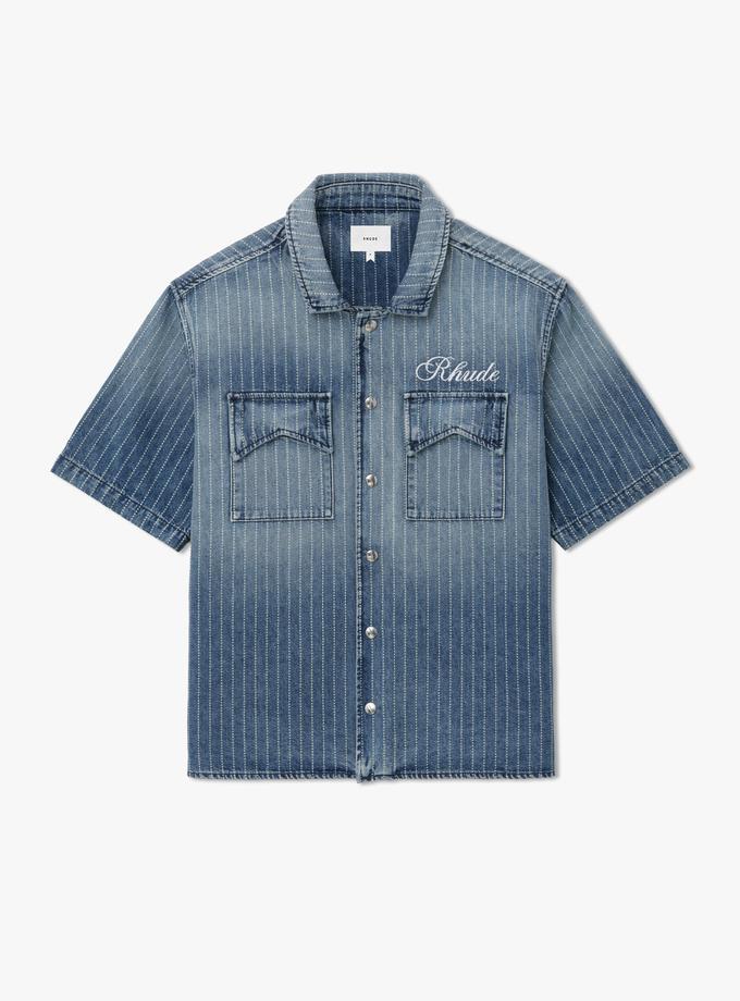 RHUDE WABASH DENIM SNAP SHIRT Best Buy